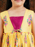 Girl's' Yellow And Pink Ethnic Kurta Pant Set